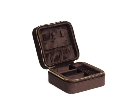 Velvet Jewellery Box Mini - Chocolate Brown - Tilbehør - Helt Dilla AS