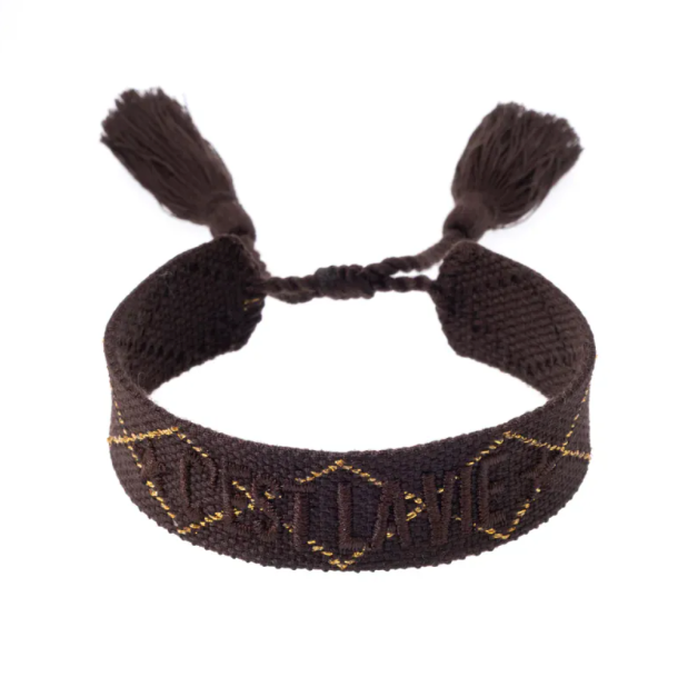 Woven Friendship Bracelet - "C est La Vie" - Chocolate Brown - Tilbehør - Helt Dilla AS