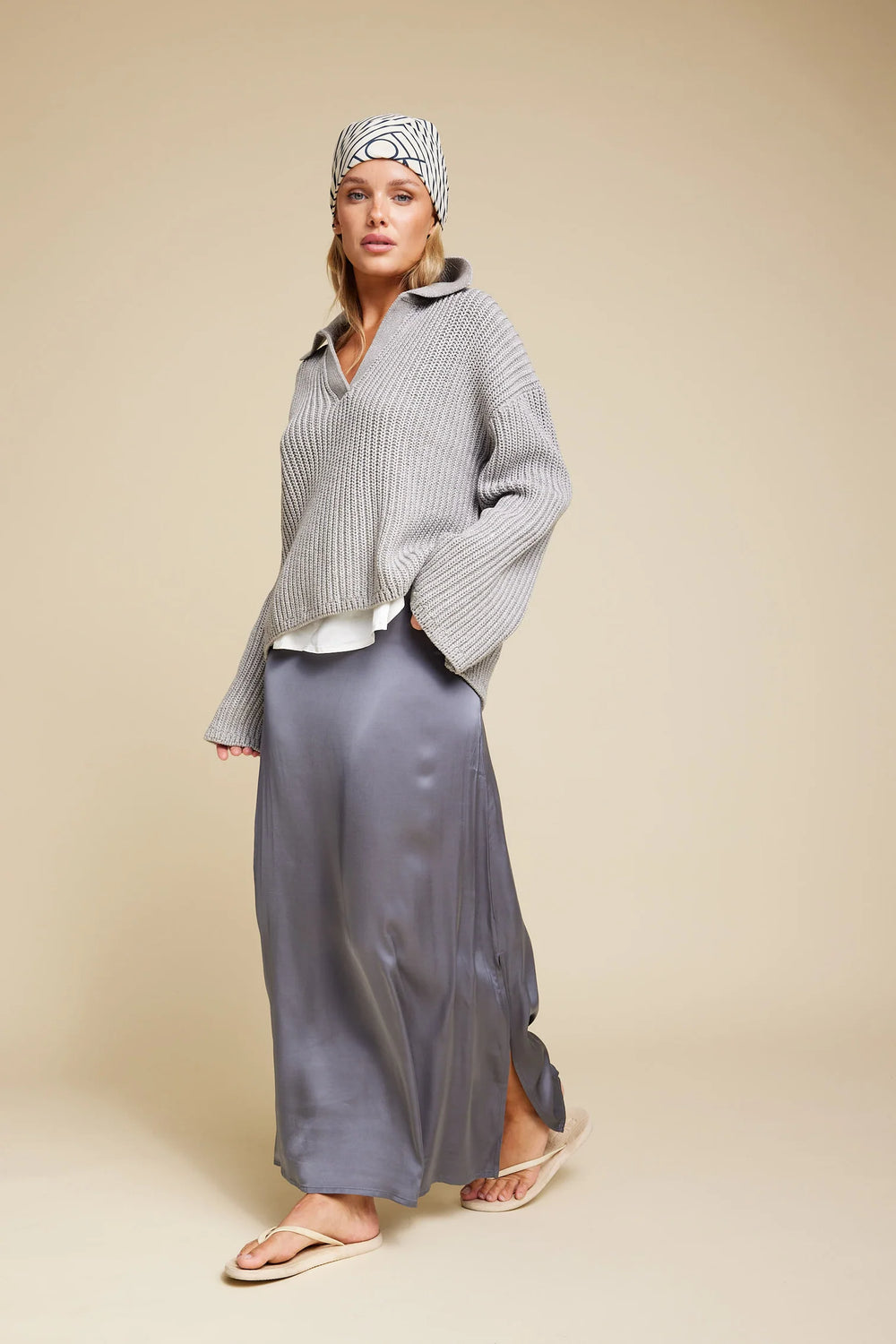 Rikke viscose satin skirt - Grey - Skjørt - Helt Dilla AS