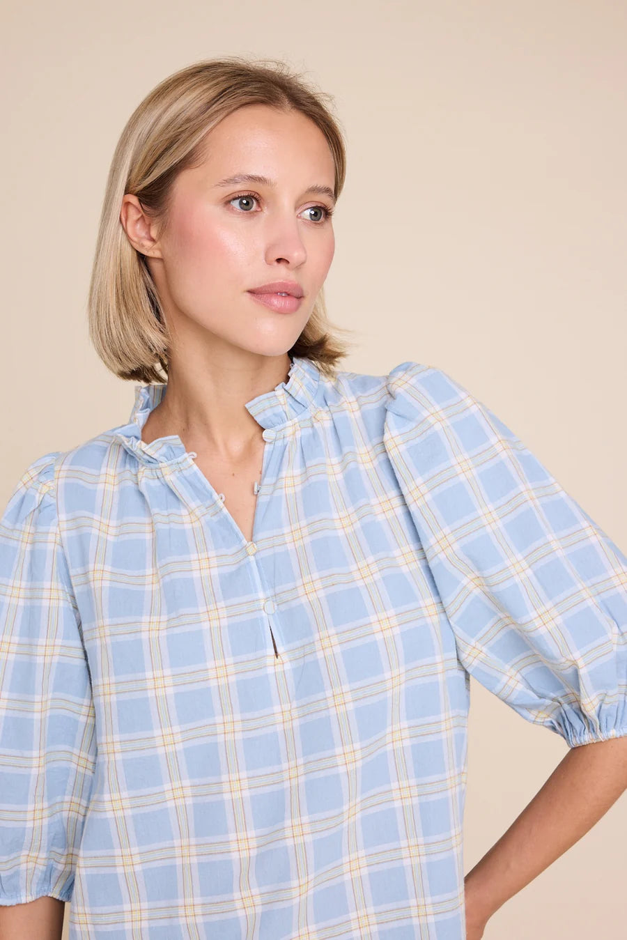 Tutti Check Blouse - Light Blue - Bluser - Helt Dilla AS