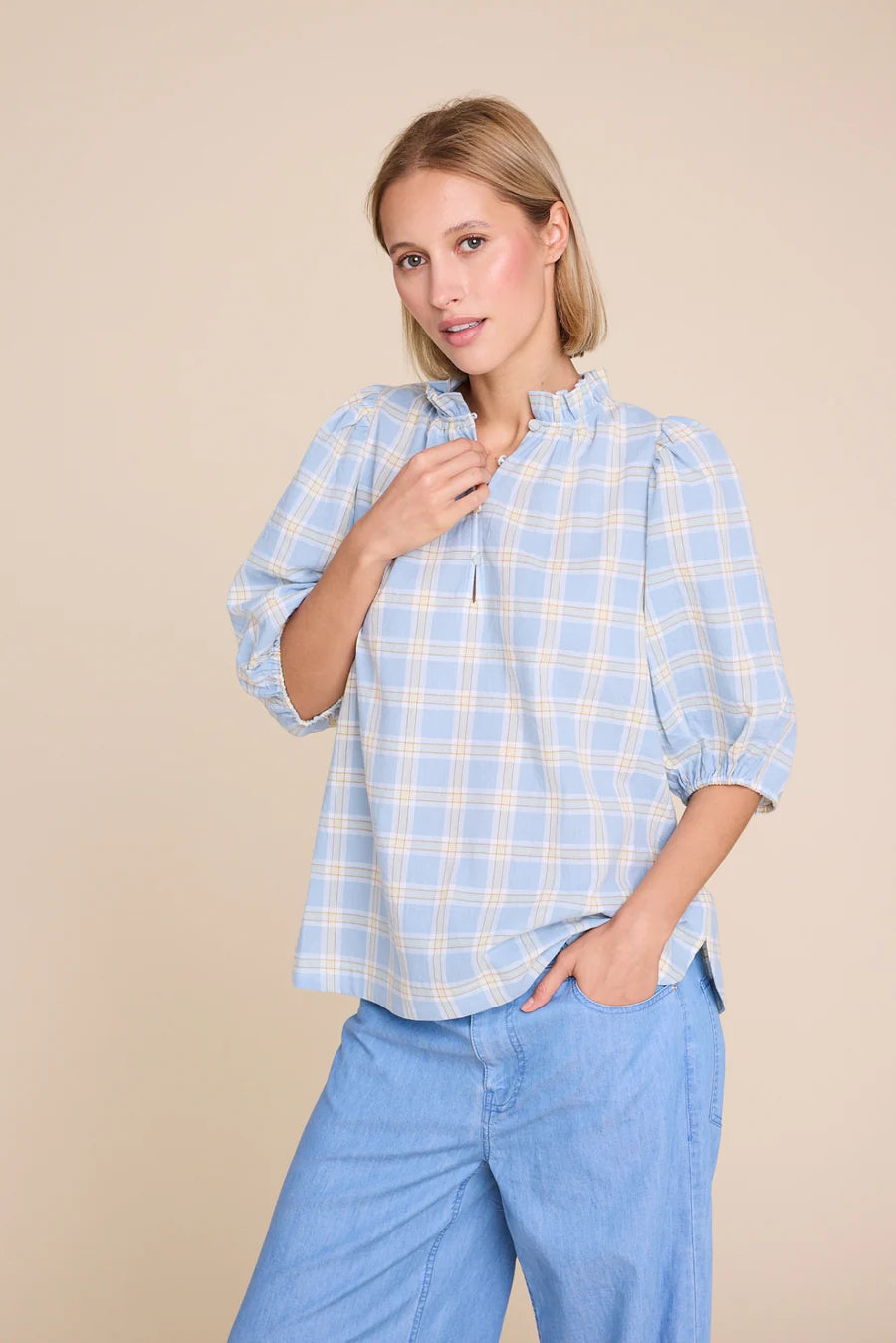 Tutti Check Blouse - Light Blue - Bluser - Helt Dilla AS