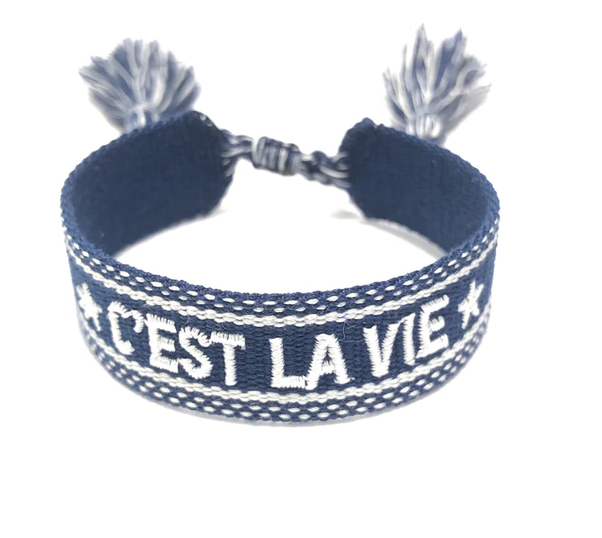 Woven Friendship Bracelet - "C est La Vie" - Steel Blue - Tilbehør - Helt Dilla AS
