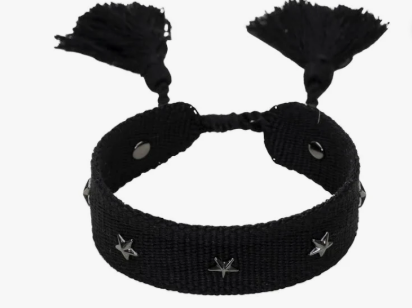 Woven Friendship Bracelet W/Star Studs - Black W/Gun - Tilbehør - Helt Dilla AS