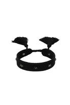 Woven Friendship Bracelet W/Star Studs - Black W/Gun - Tilbehør - Helt Dilla AS