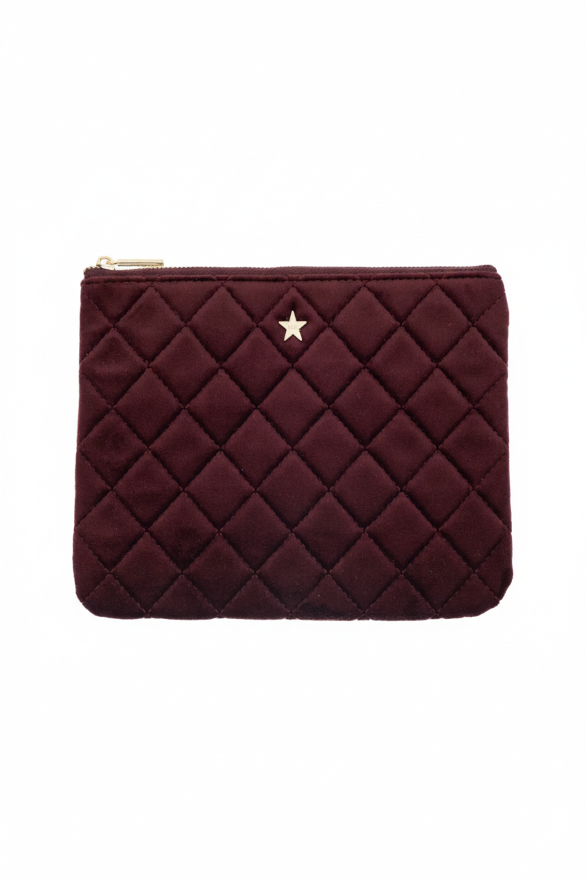 Velvet Quilted Small Pouch - maroon - Tilbehør - Helt Dilla AS