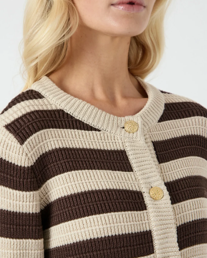 SIRONI LS KNIT CARDIGAN - chocolate brown