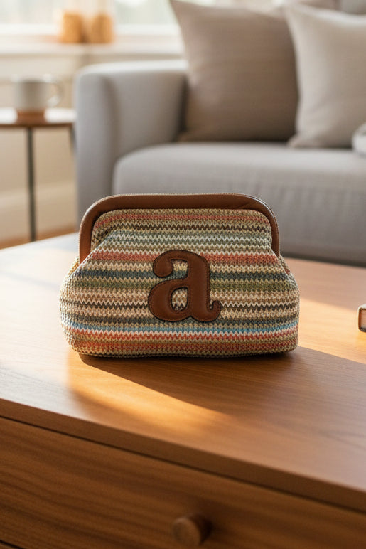 Raffia Clutch Stripe - Coral Combo - Tilbehør - Helt Dilla AS