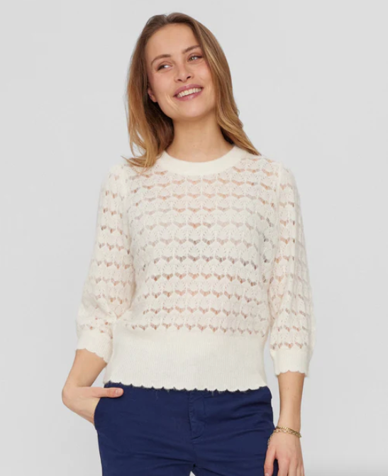 Nurietta Pointelle pullover - Cloud Dancer