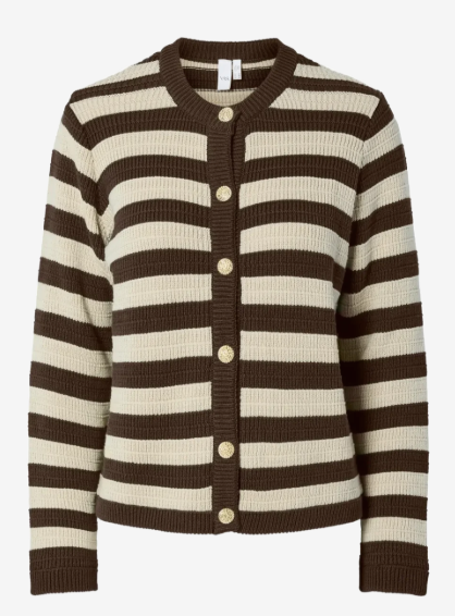 SIRONI LS KNIT CARDIGAN - chocolate brown