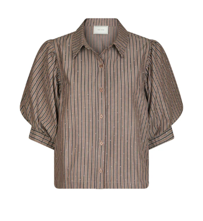 Etta Soft Stripe Stone Shirt - Brown - Skjorter - Helt Dilla AS