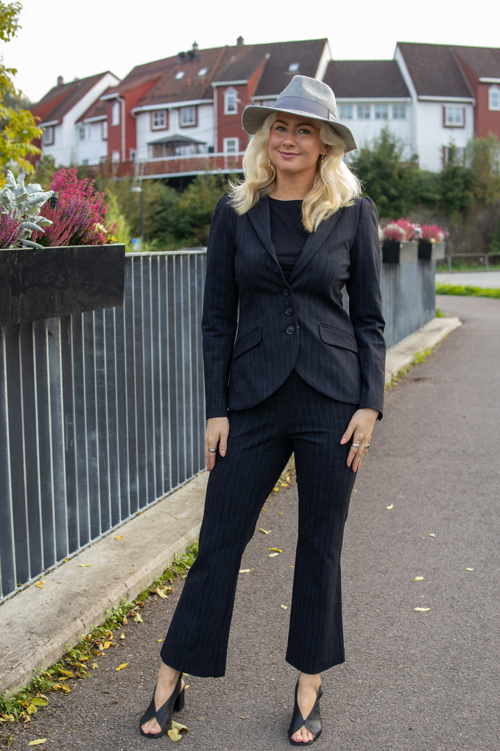 Pinstripe Blazer - black