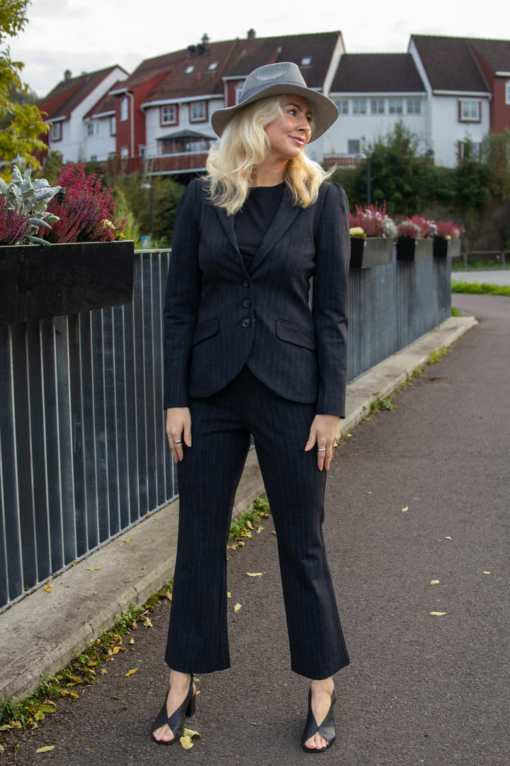 Pinstripe Blazer - black