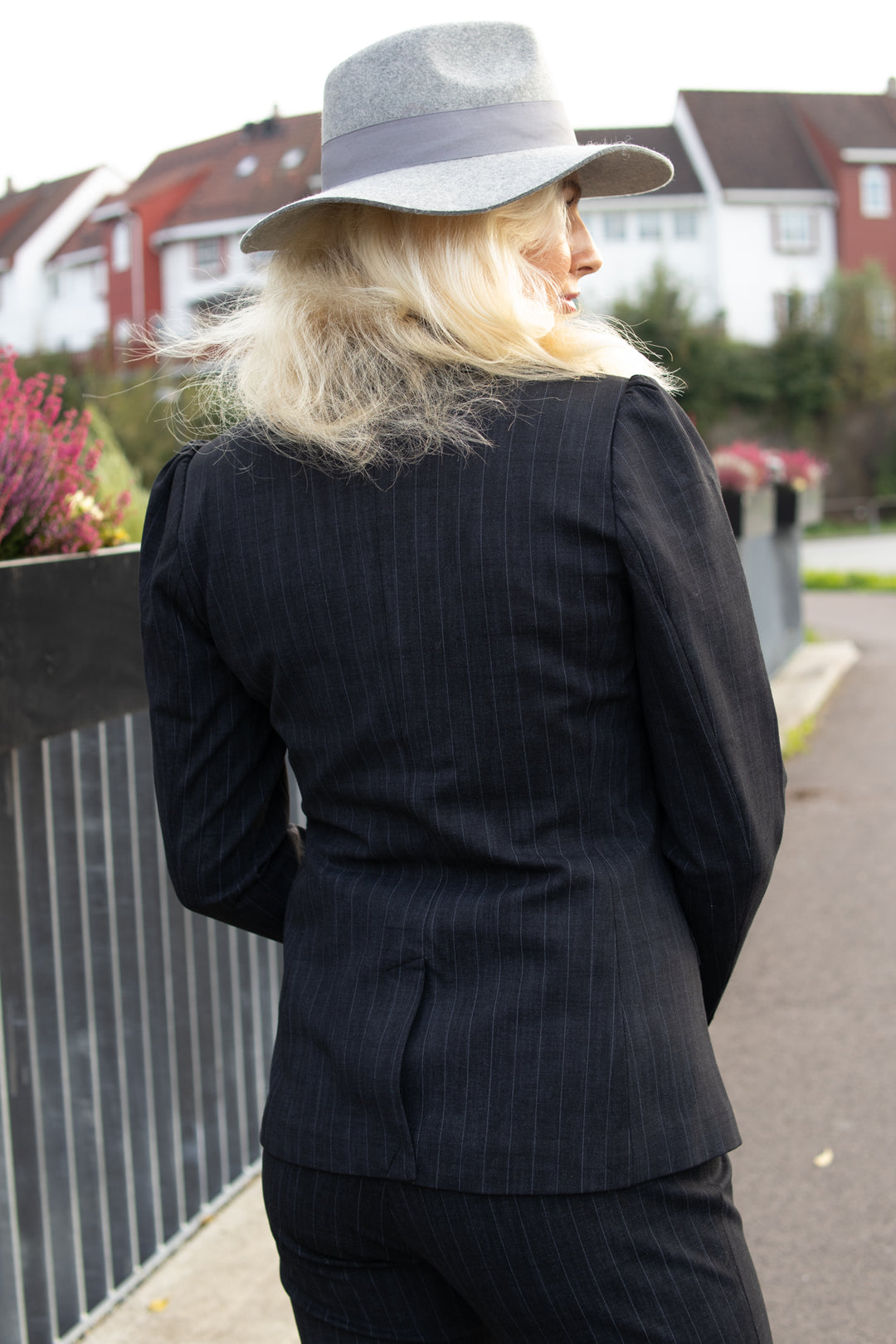 Pinstripe Blazer - black