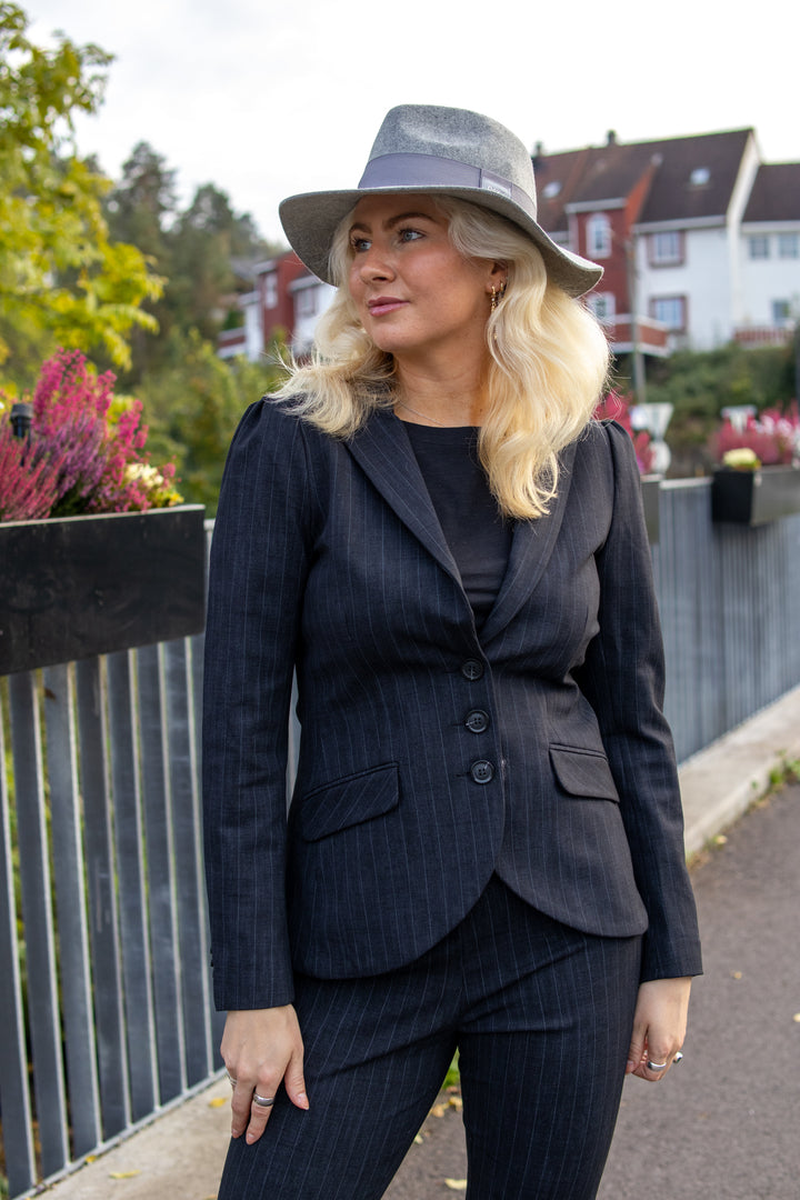 Pinstripe Blazer - black