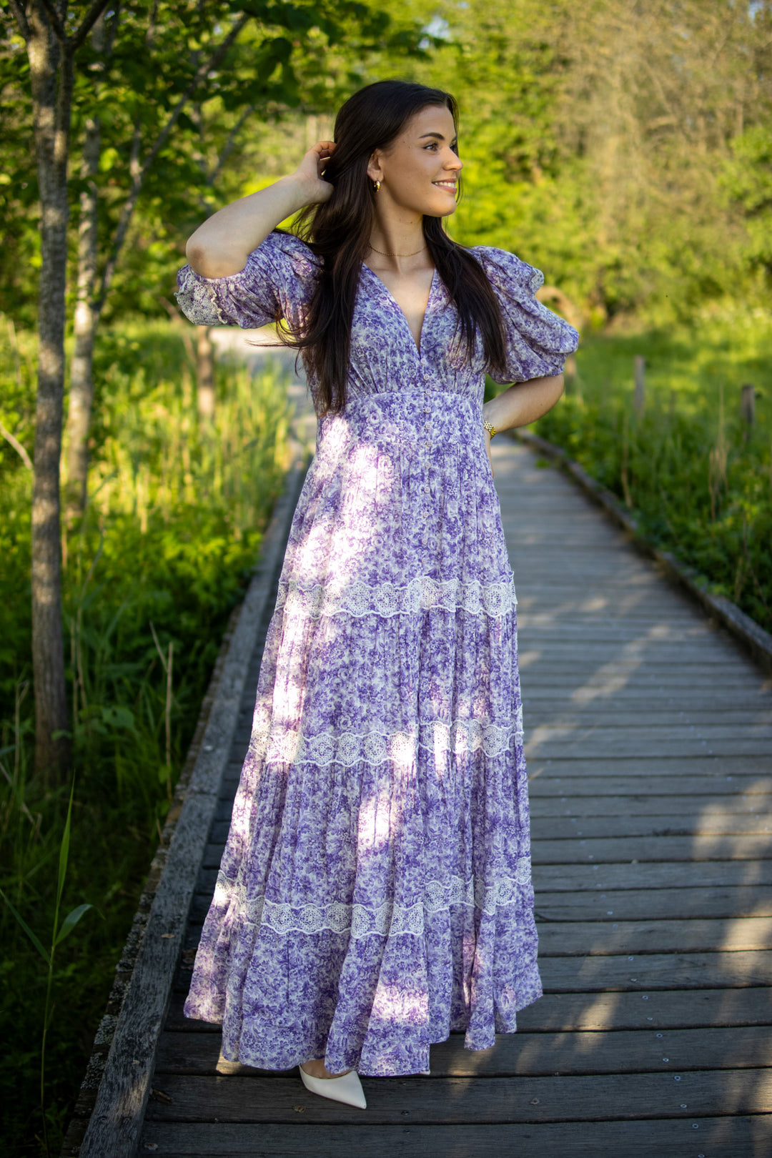 Cotton Slub Tiered Dress - Purple Dream - Kjoler - Helt Dilla AS