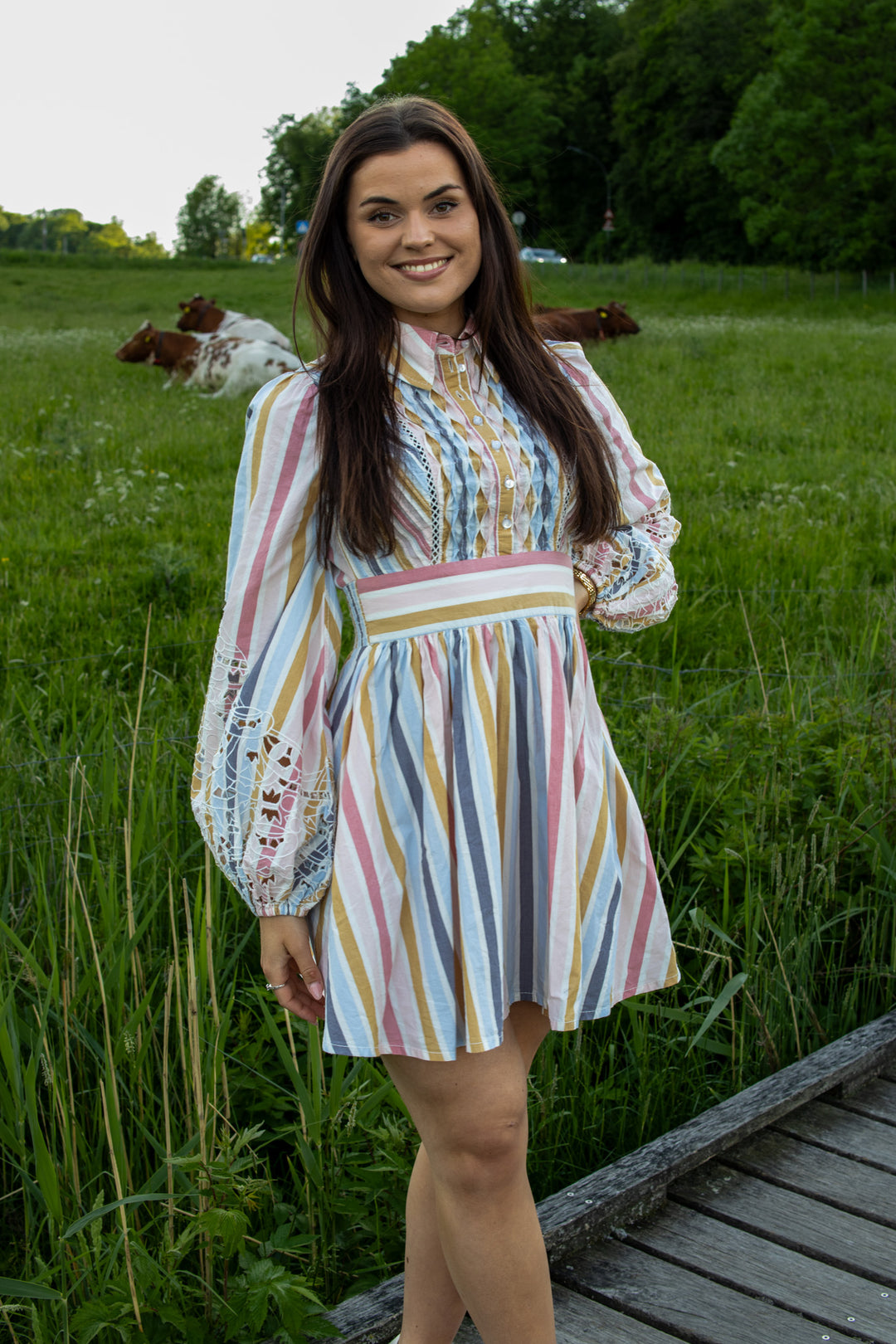 Poplin Collared Dress - Bold Stripes - Kjoler - Helt Dilla AS