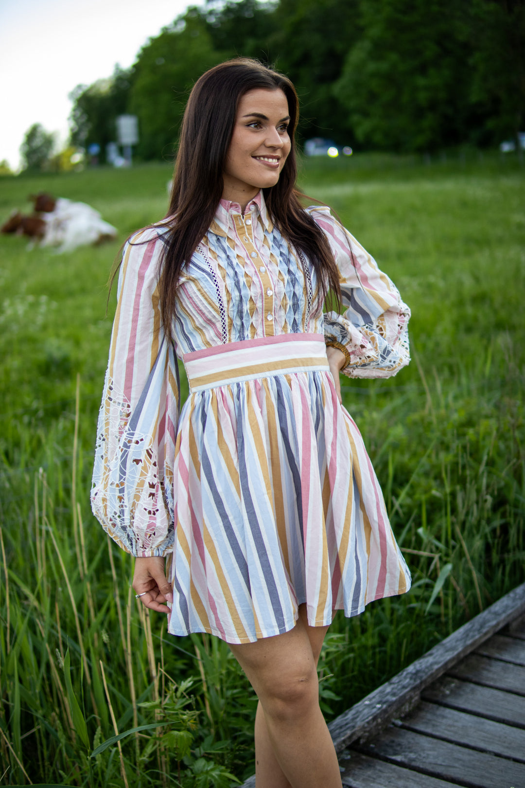 Poplin Collared Dress - Bold Stripes - Kjoler - Helt Dilla AS