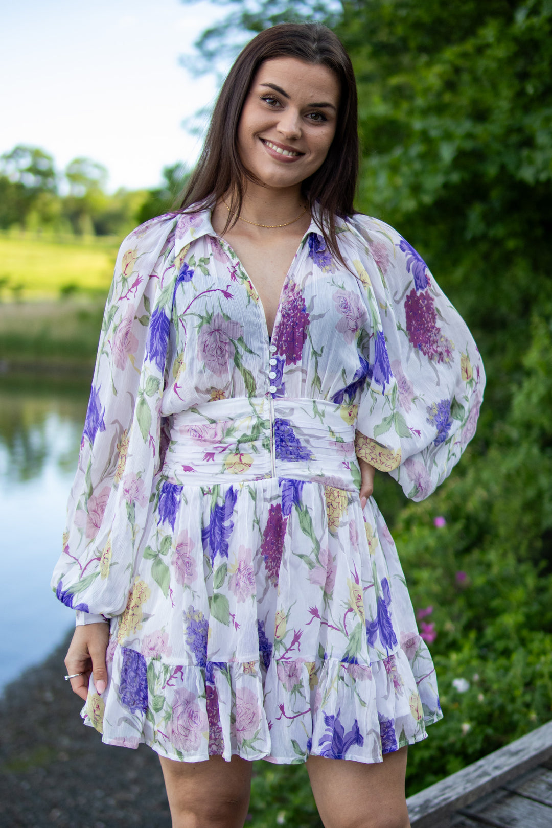 Chiffon Mini Dress - Flower Garden - Kjoler - Helt Dilla AS