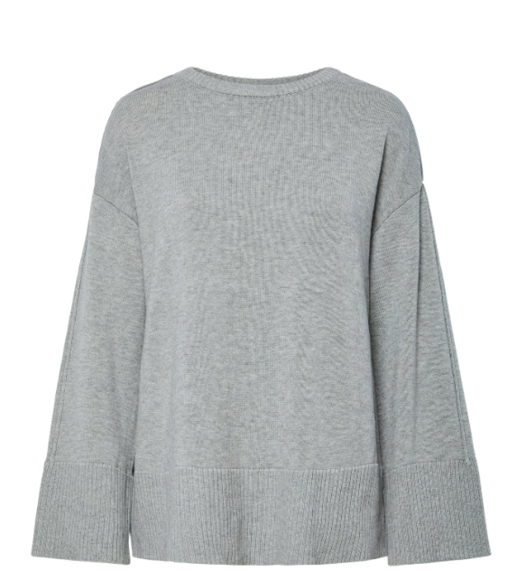 Babette Ls knit pullover - Med Grey Melange - Genser - Helt Dilla AS