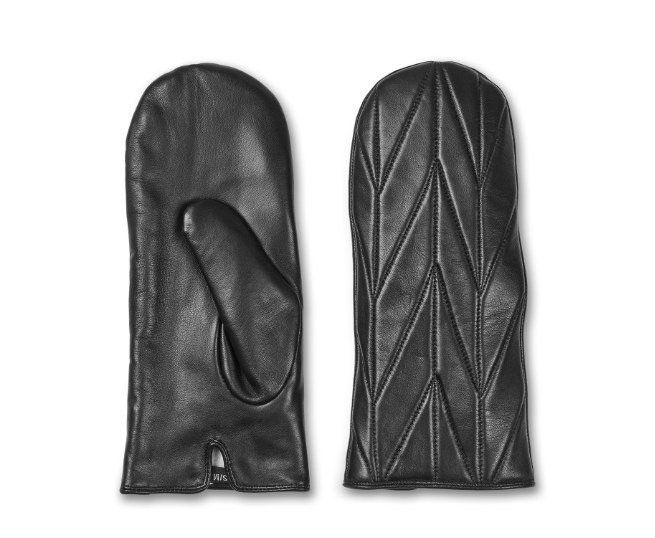 Day Leather Quilt Mittens - Black - Tilbehør - Helt Dilla AS