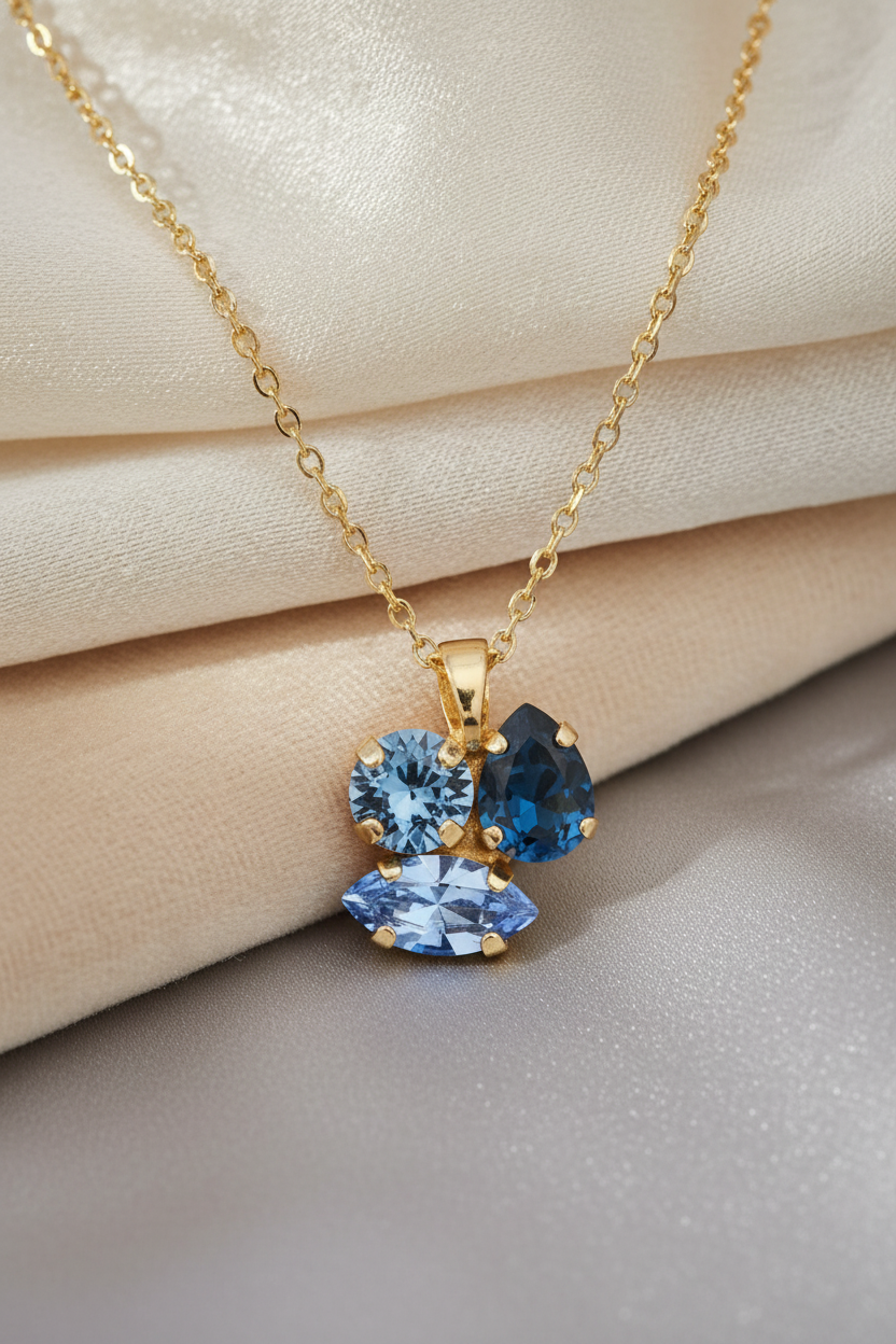 Ana Necklace - denimblue combo - Tilbehør - Helt Dilla AS
