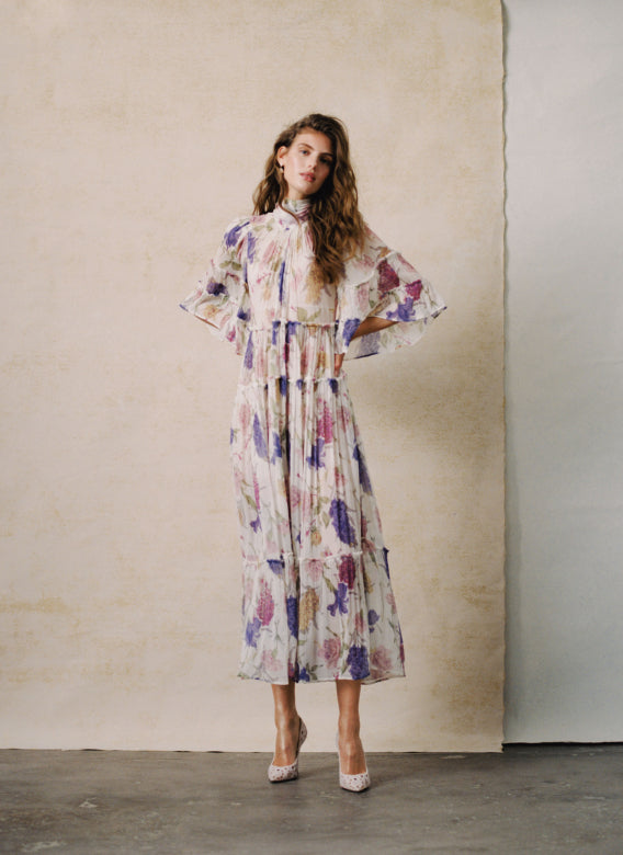 Chiffon Shift Dress - Flower Garden - Kjoler - Helt Dilla AS