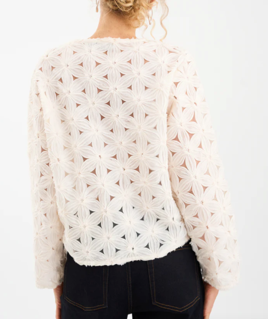 Lexie 3D Chiffon Cardigan - Off white