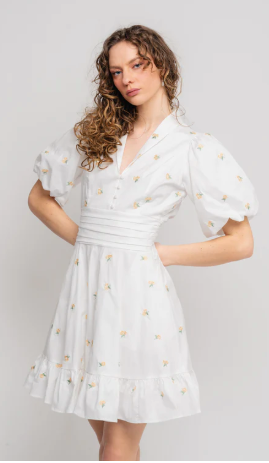 Makayla dress - hvit med lemon - Kjoler - Helt Dilla AS