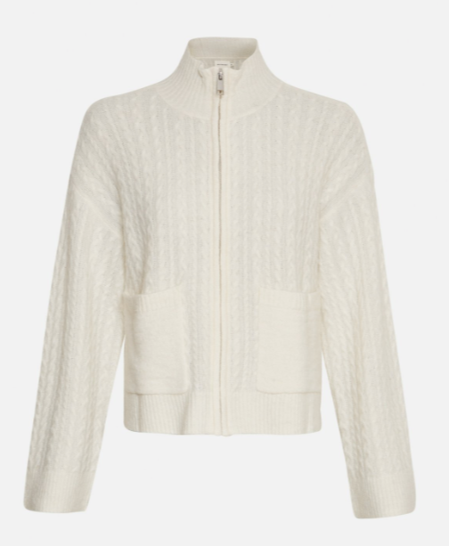 Blithe Hope Zip Cardigan - Egret