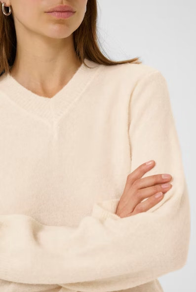 Guni V-neck - Whisper White Melange