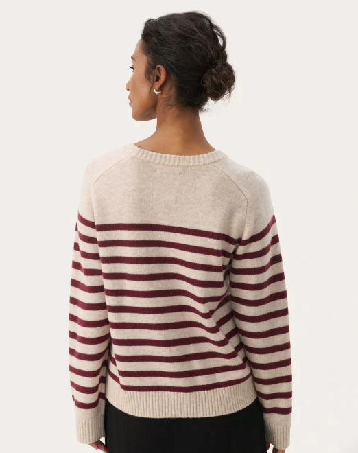Niaka Pullover - Tawny Port Stripe - Genser - Helt Dilla AS