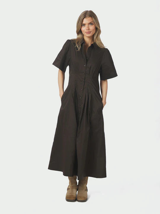Baia Poplin Dress - Chocolate Brown - Kjoler - Helt Dilla AS