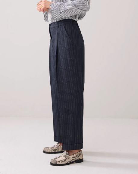 Tapered pinstripe trousers