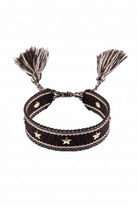 Woven Friendship Bracelet W/Star Studs - Chocolate Brown W/ Gold - Tilbehør - Helt Dilla AS