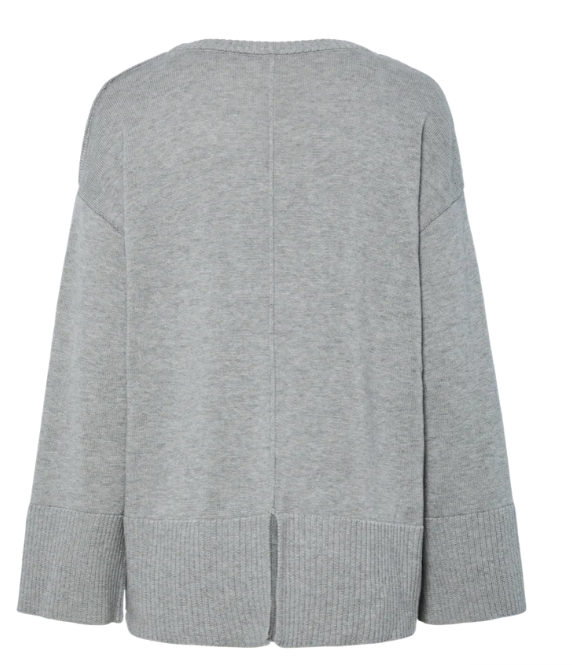 Babette Ls knit pullover - Med Grey Melange - Genser - Helt Dilla AS
