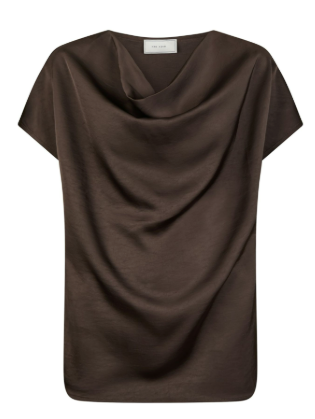 Annabeth Heavy Sateen Tee - Dark Brown - Bluser - Helt Dilla AS