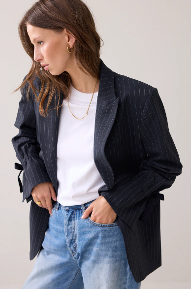 Tapered pinstripe Boyfriend Blazer