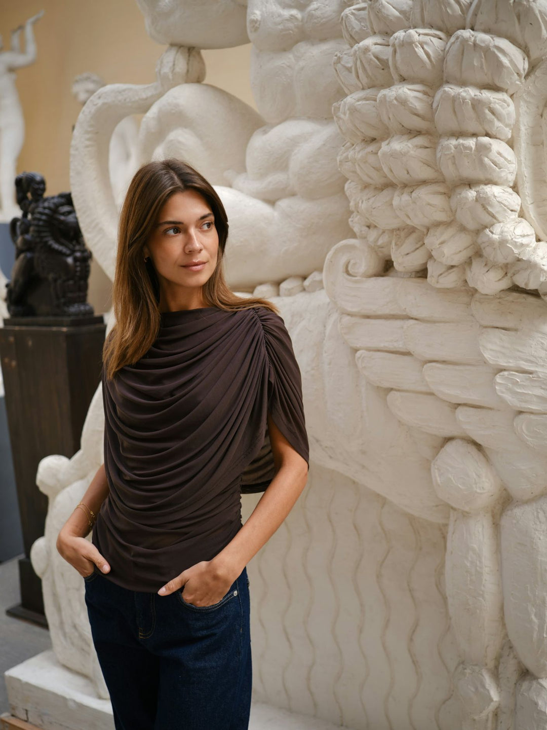 Cottuna Drapy Mesh Top - brown - Singlet, Topper & T-skjorter - Helt Dilla AS