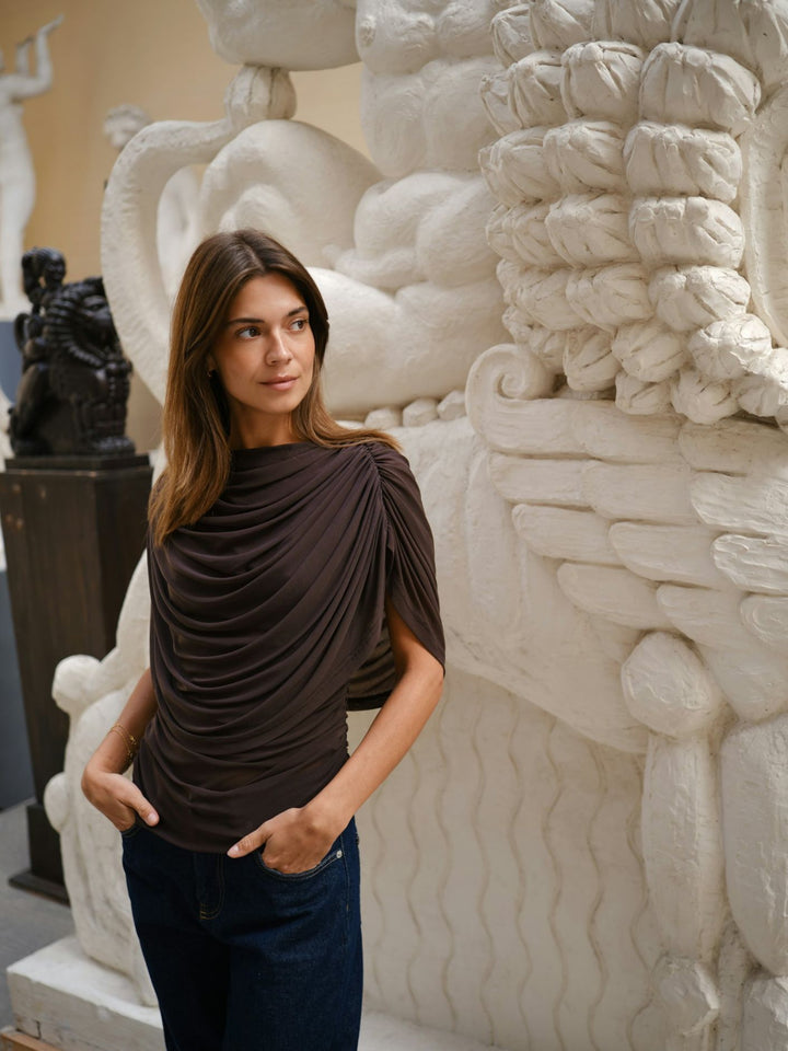 Cottuna Drapy Mesh Top - brown - Singlet, Topper & T-skjorter - Helt Dilla AS