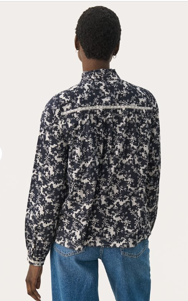 Leolu shirt - Dark navy contrast flower