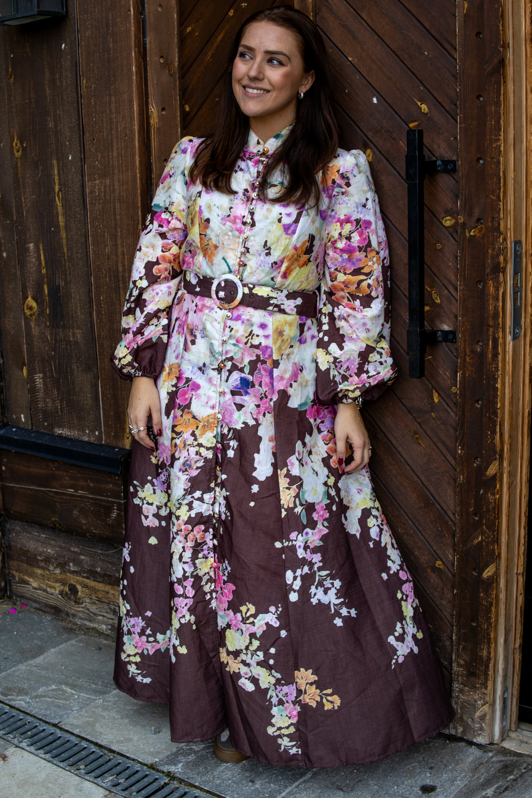 From Paris with Love kjole - Burgunder m blomster