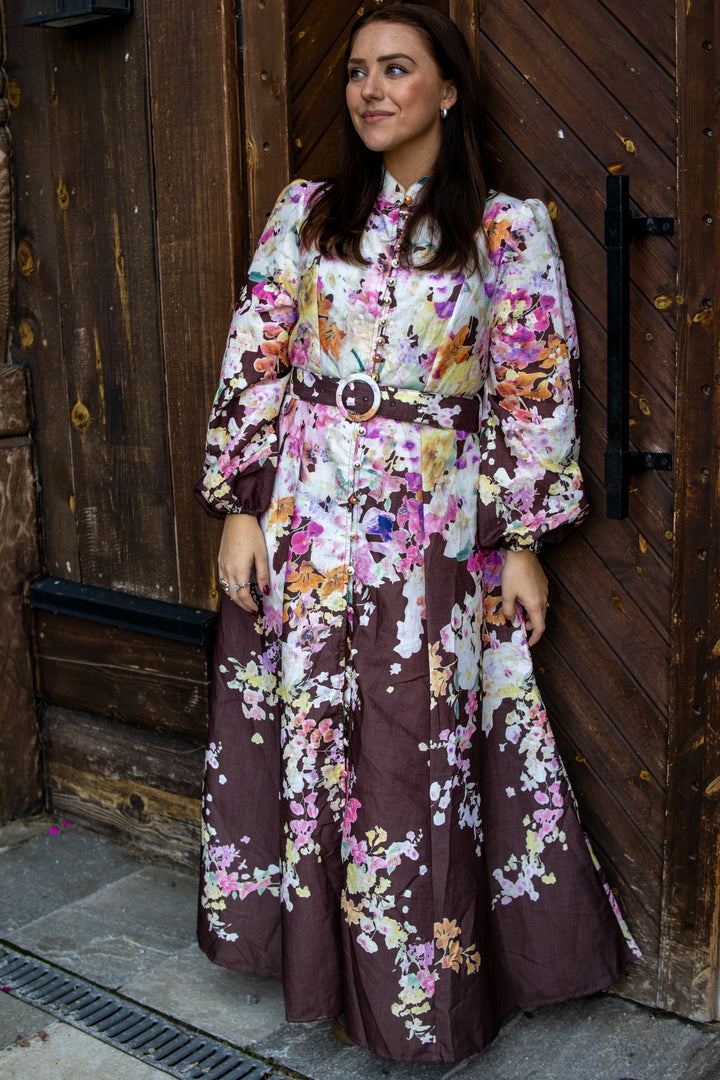 From Paris with Love kjole - Burgunder m blomster