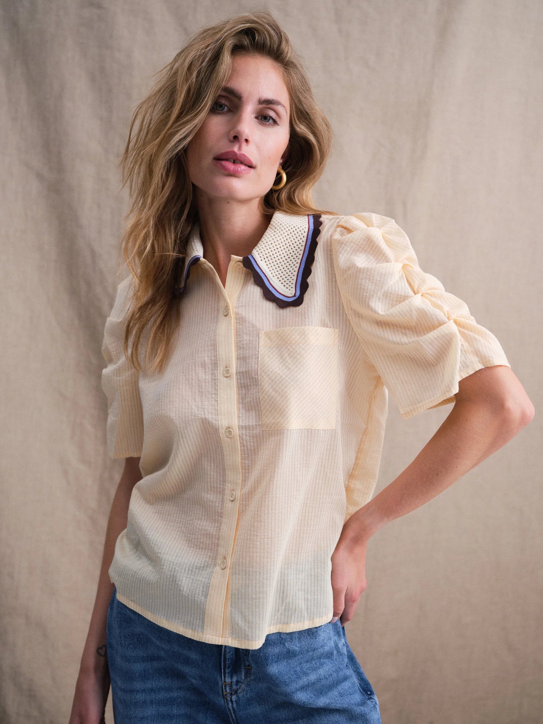 Ally Blouse - Soft Lemon Stripes - Bluser - Helt Dilla AS