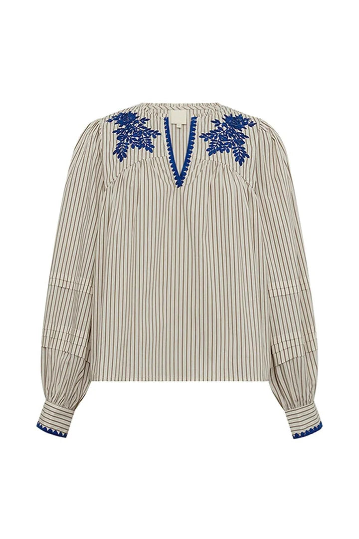 LuisaGO Blouse - Creme Brown Stripe - Bluser - Helt Dilla AS