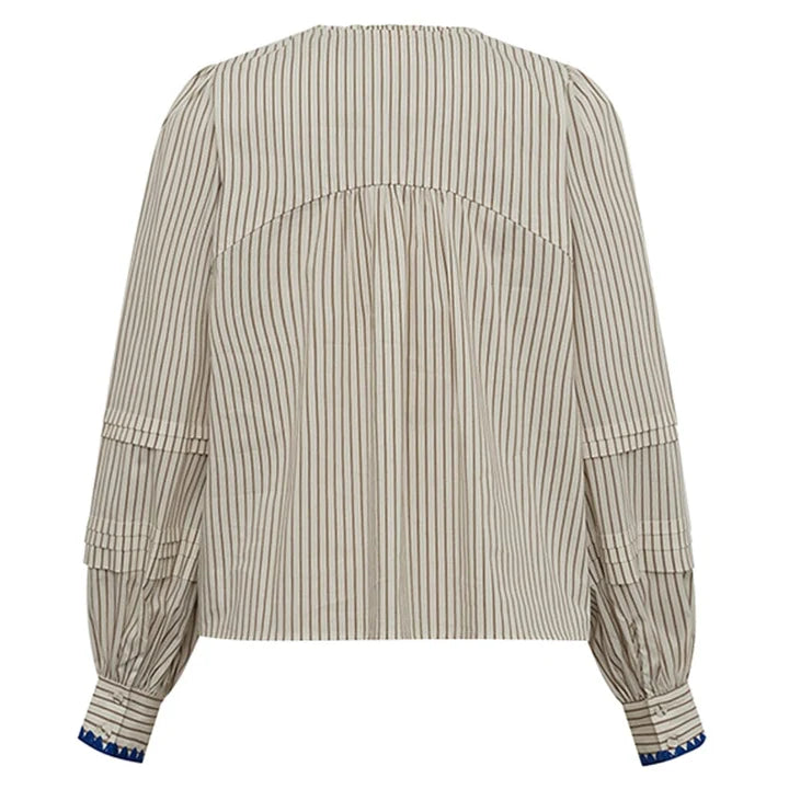 LuisaGO Blouse - Creme Brown Stripe - Bluser - Helt Dilla AS