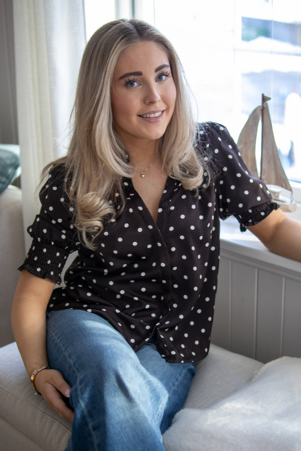 Diana Dot Blouse - Dark Brown - Bluser - Helt Dilla AS