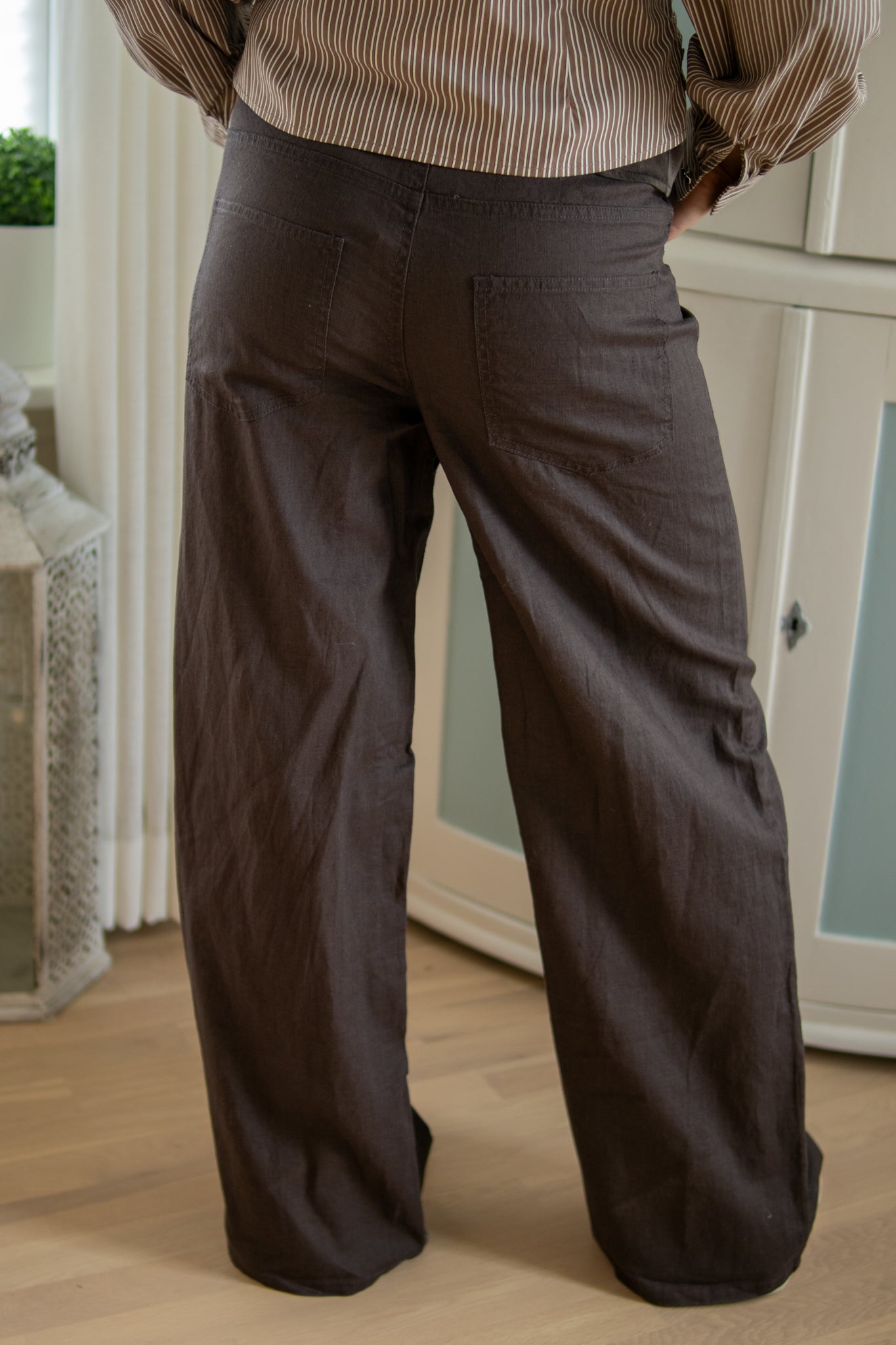 St. Barth Linen Trousers - Dark Brown - Bukser - Helt Dilla AS
