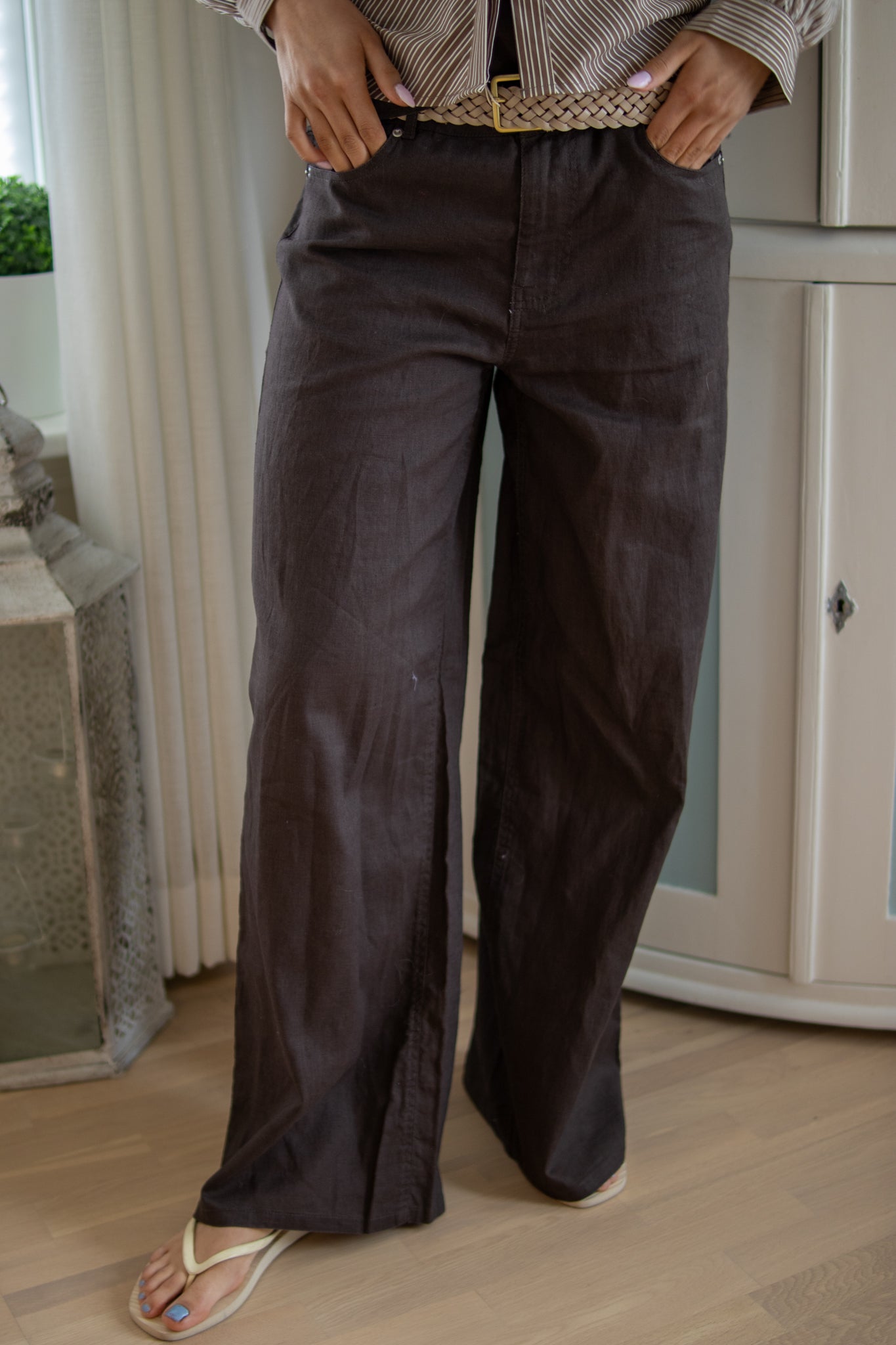 St. Barth Linen Trousers - Dark Brown - Bukser - Helt Dilla AS