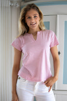 Gesinas T-skjorte - cameo pink stripe - T-skjorter - Helt Dilla AS