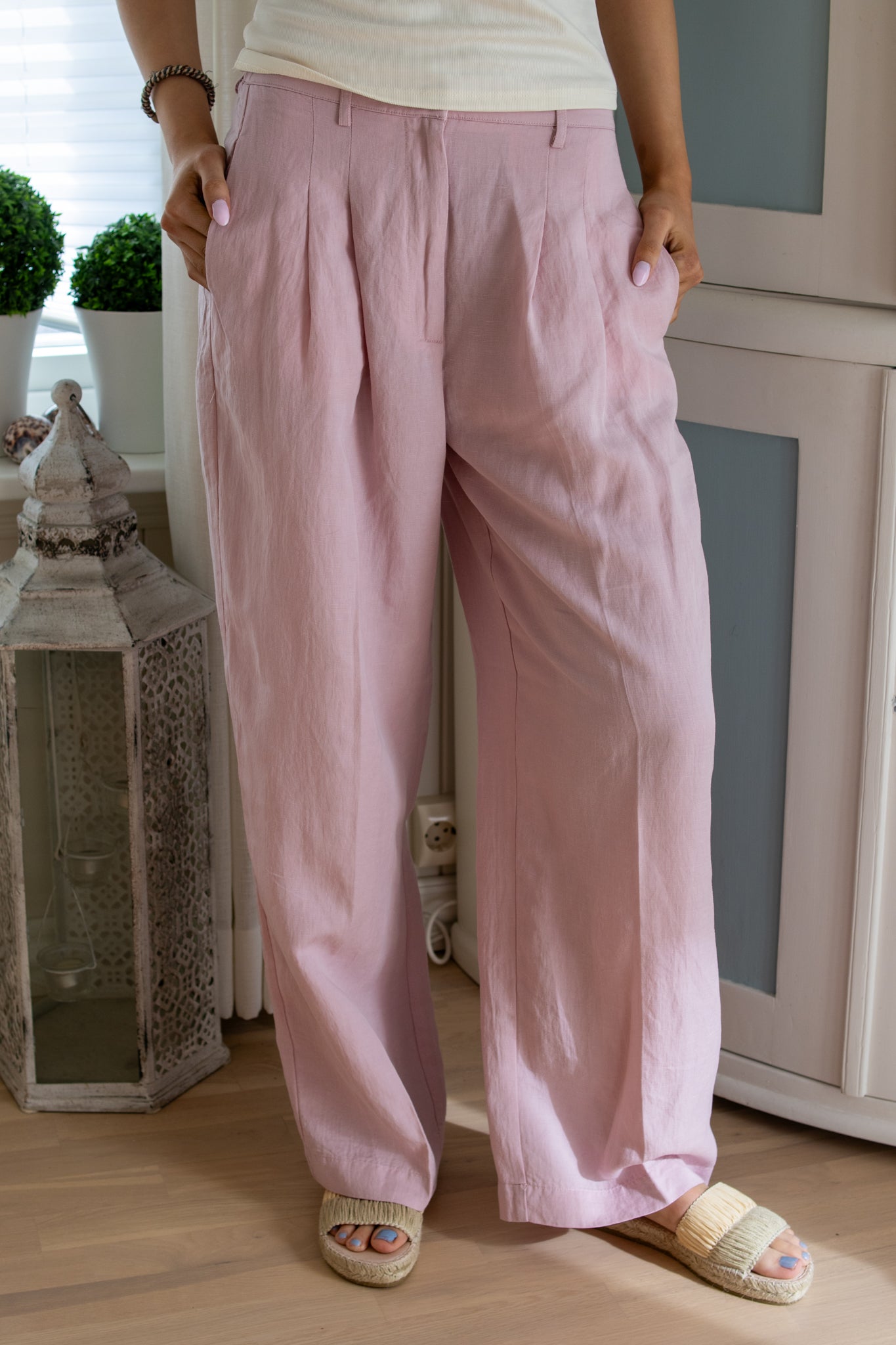 Ursula Linen Trousers - Pink - Bukser - Helt Dilla AS